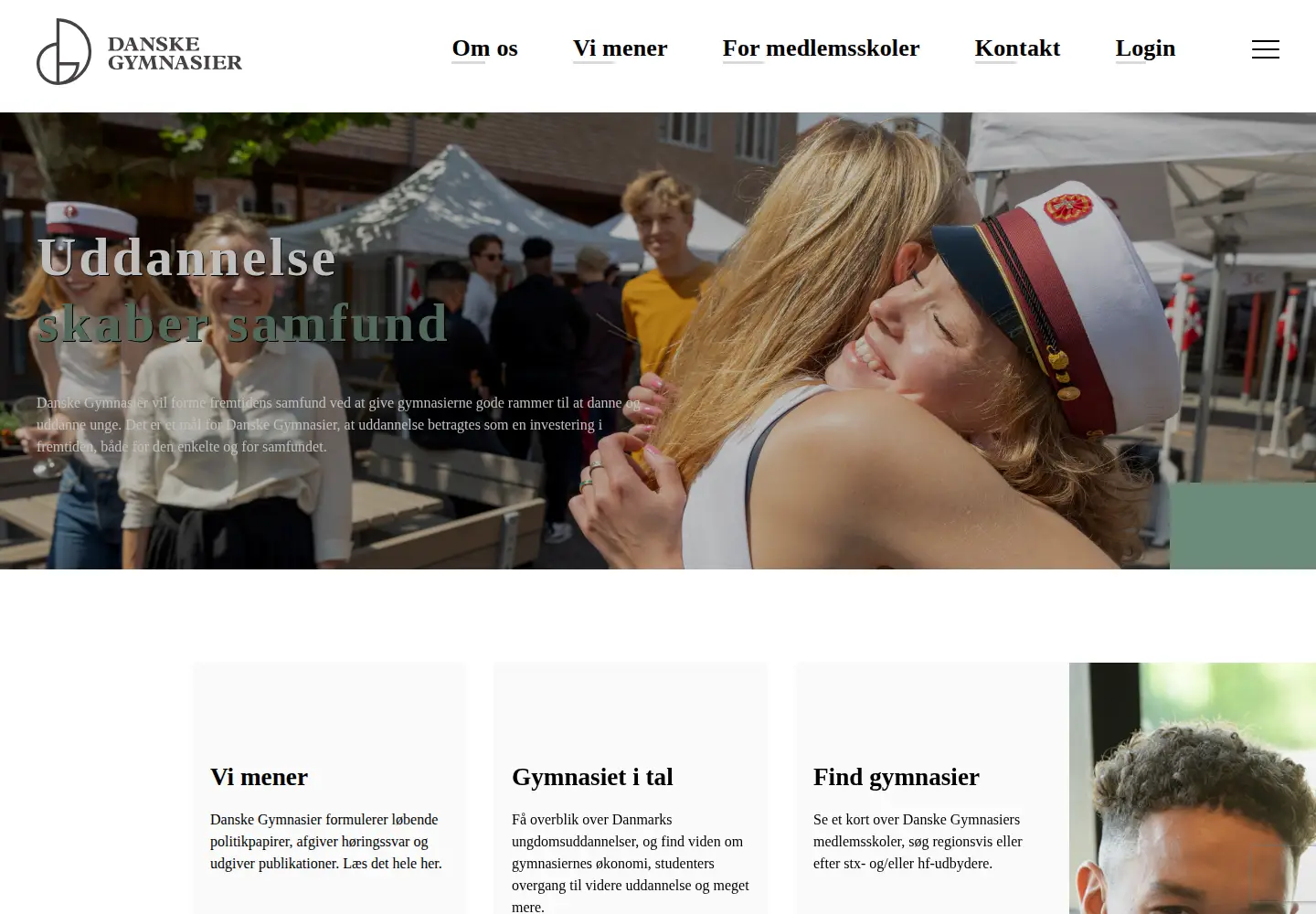 Captured homepage of danskegymnasier.dk in the current scan