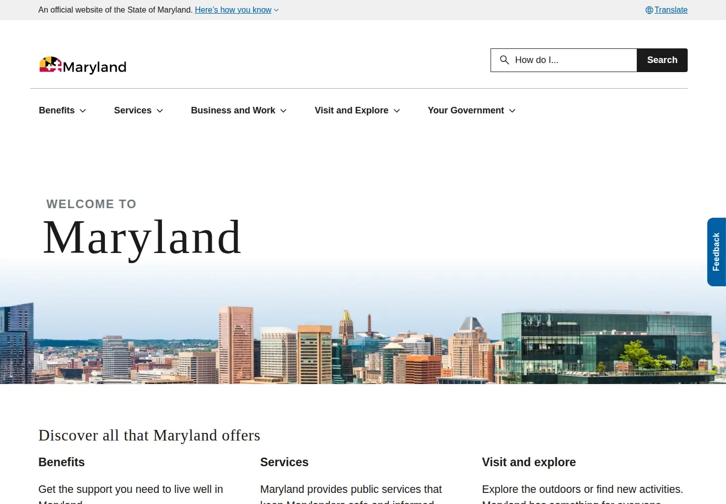Screenshot of md.gov