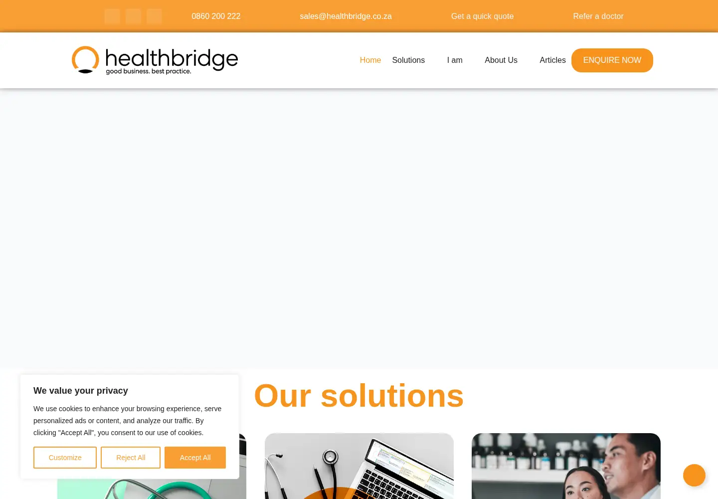 Screenshot of healthbridge.co.za