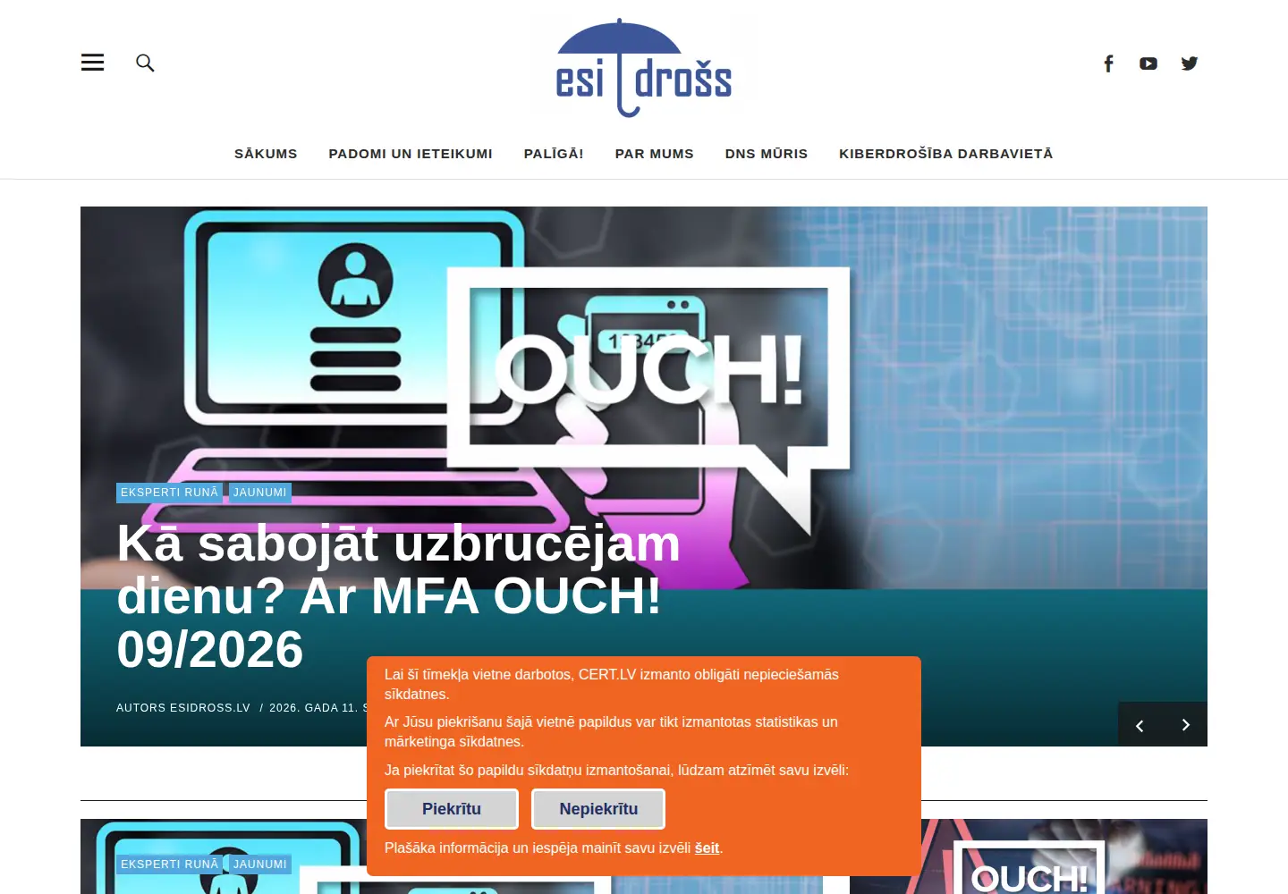Captured homepage of esidross.lv in the current scan