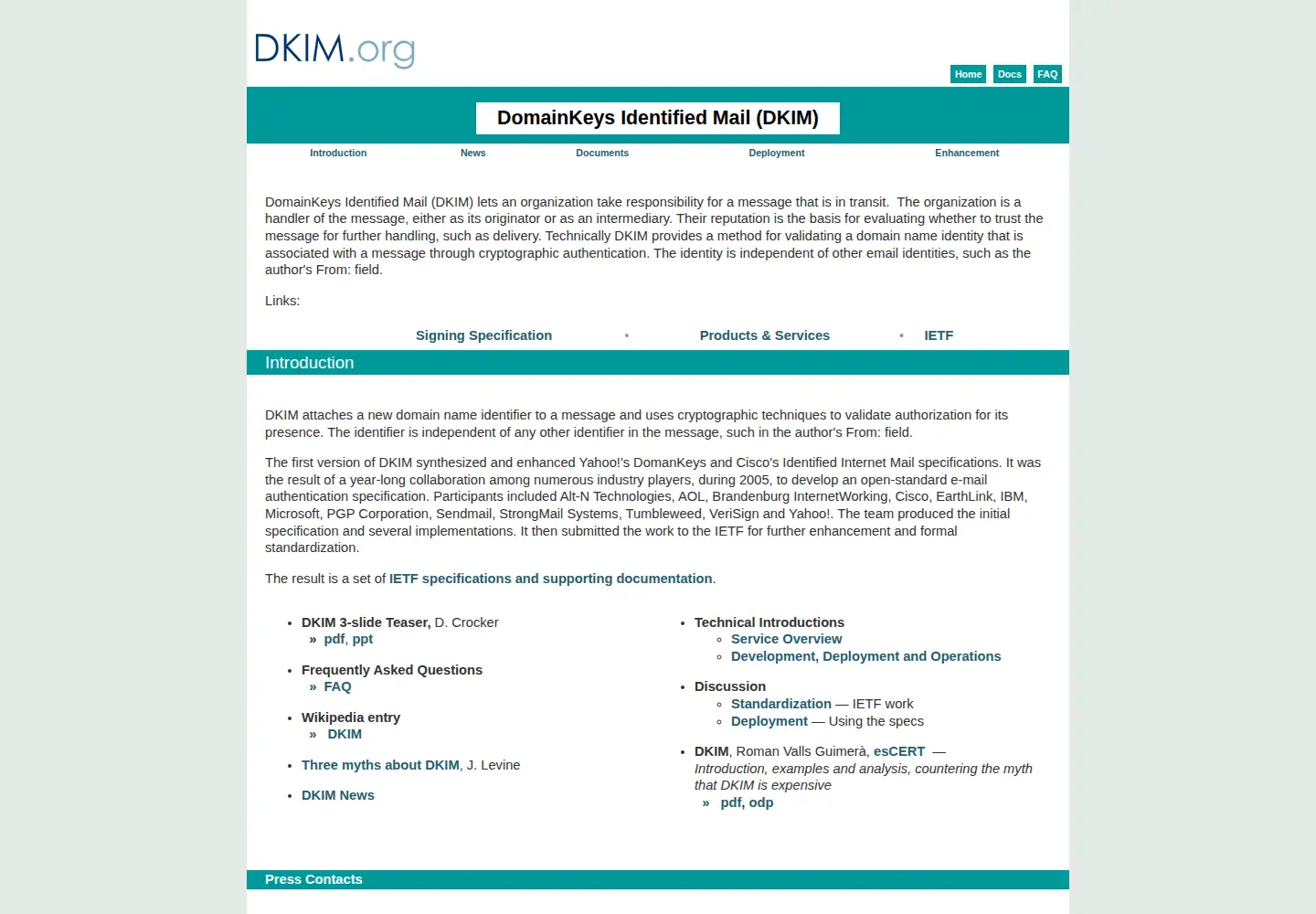 Screenshot of dkim.org