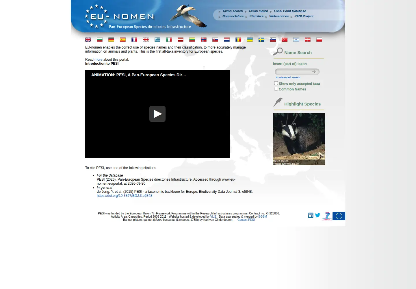 Screenshot of eu-nomen.eu