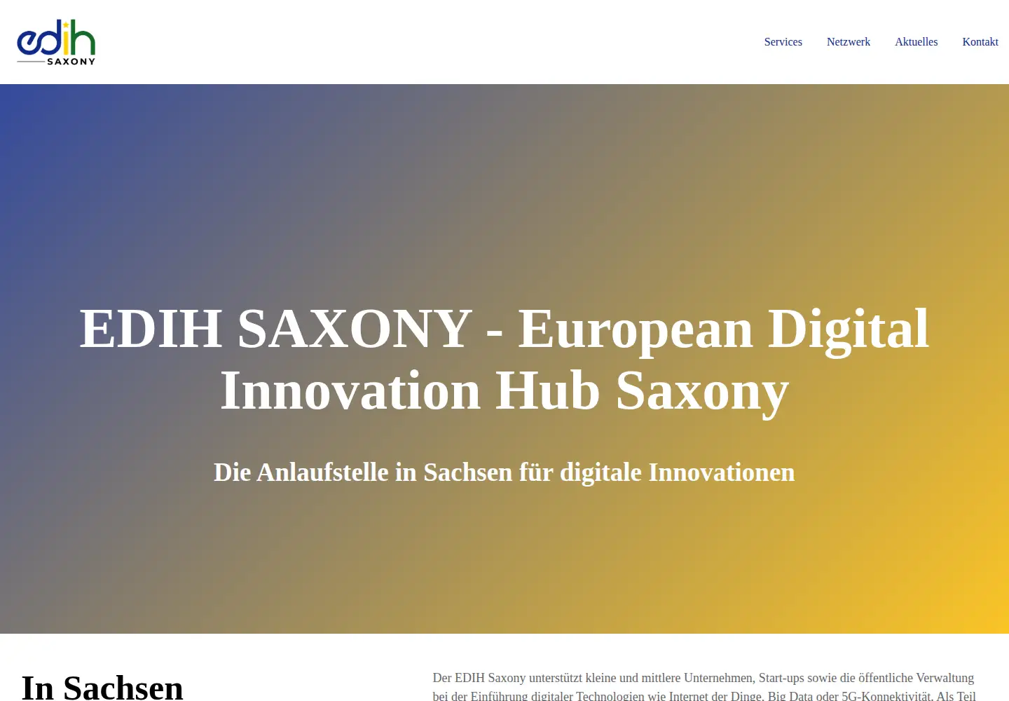 Screenshot of edih-saxony.eu