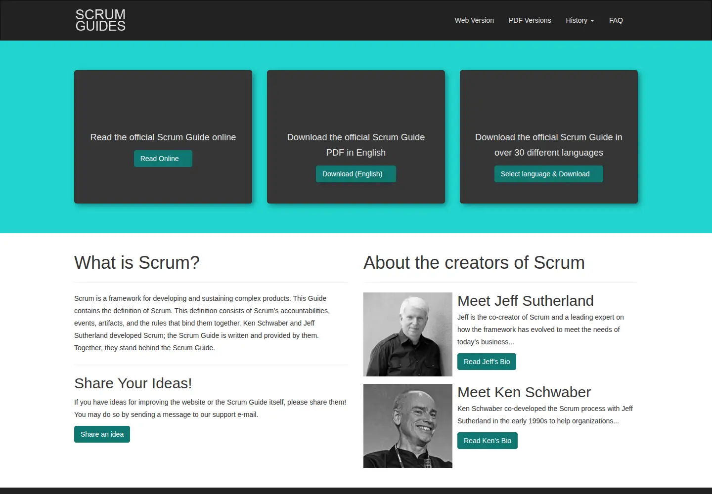 Screenshot of scrumguides.org