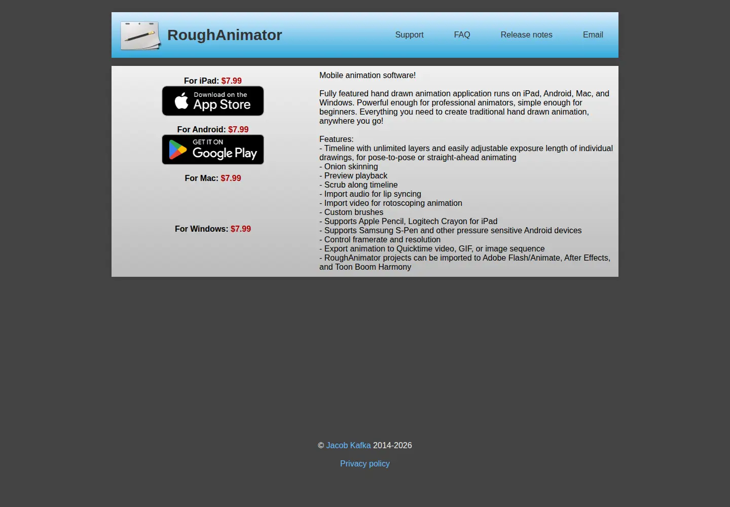 Screenshot of roughanimator.com