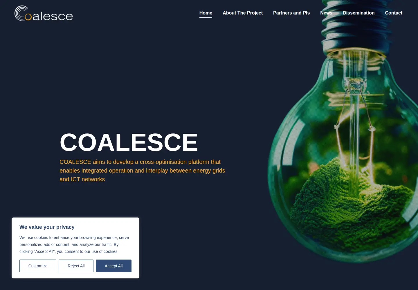 Captured homepage of coalesce-horizon.eu in the current scan