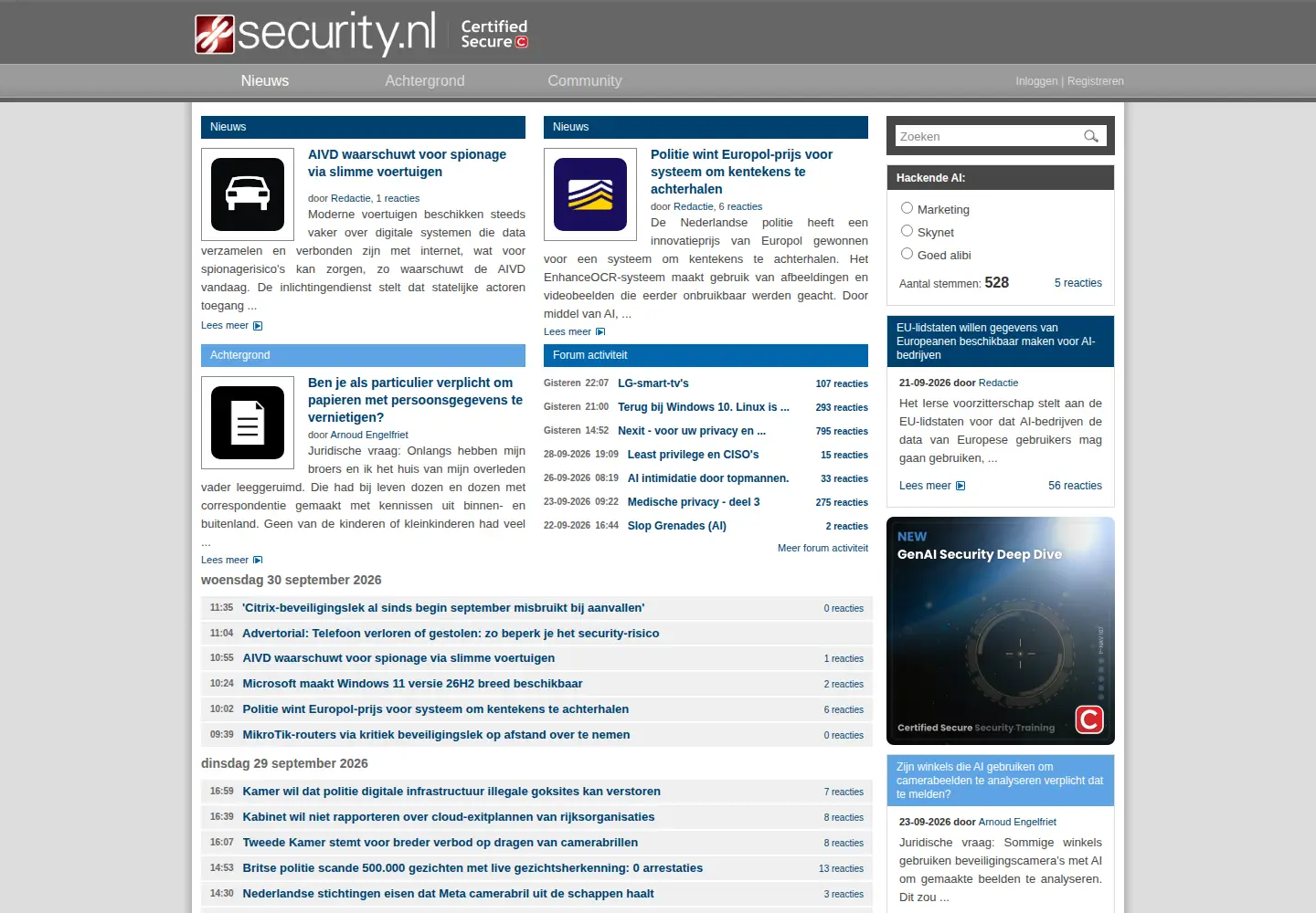 Screenshot of security.nl