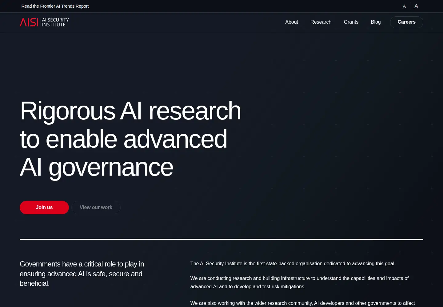 Screenshot of aisi.gov.uk