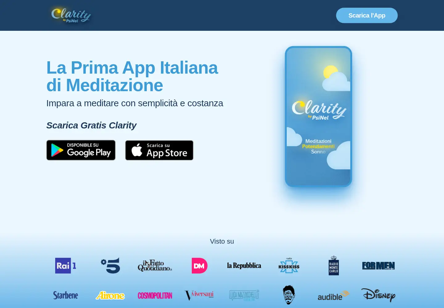 Captured homepage of clarityapp.it in the current scan