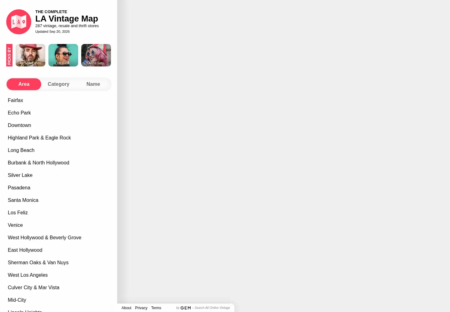 Screenshot of lavintagemap.com