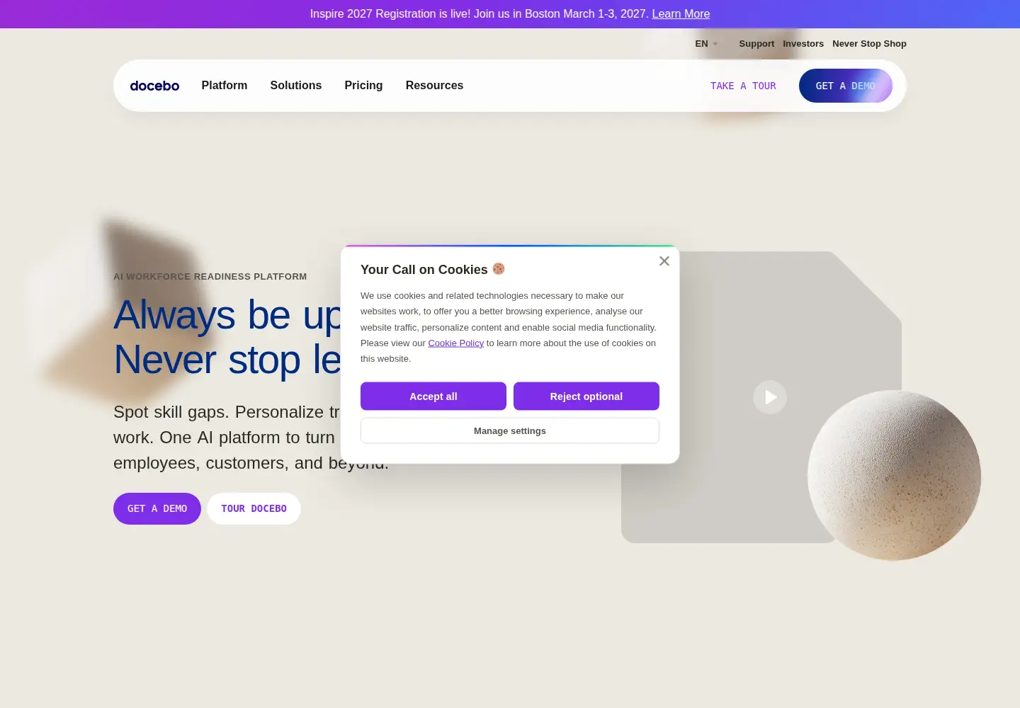 Screenshot of docebo.com