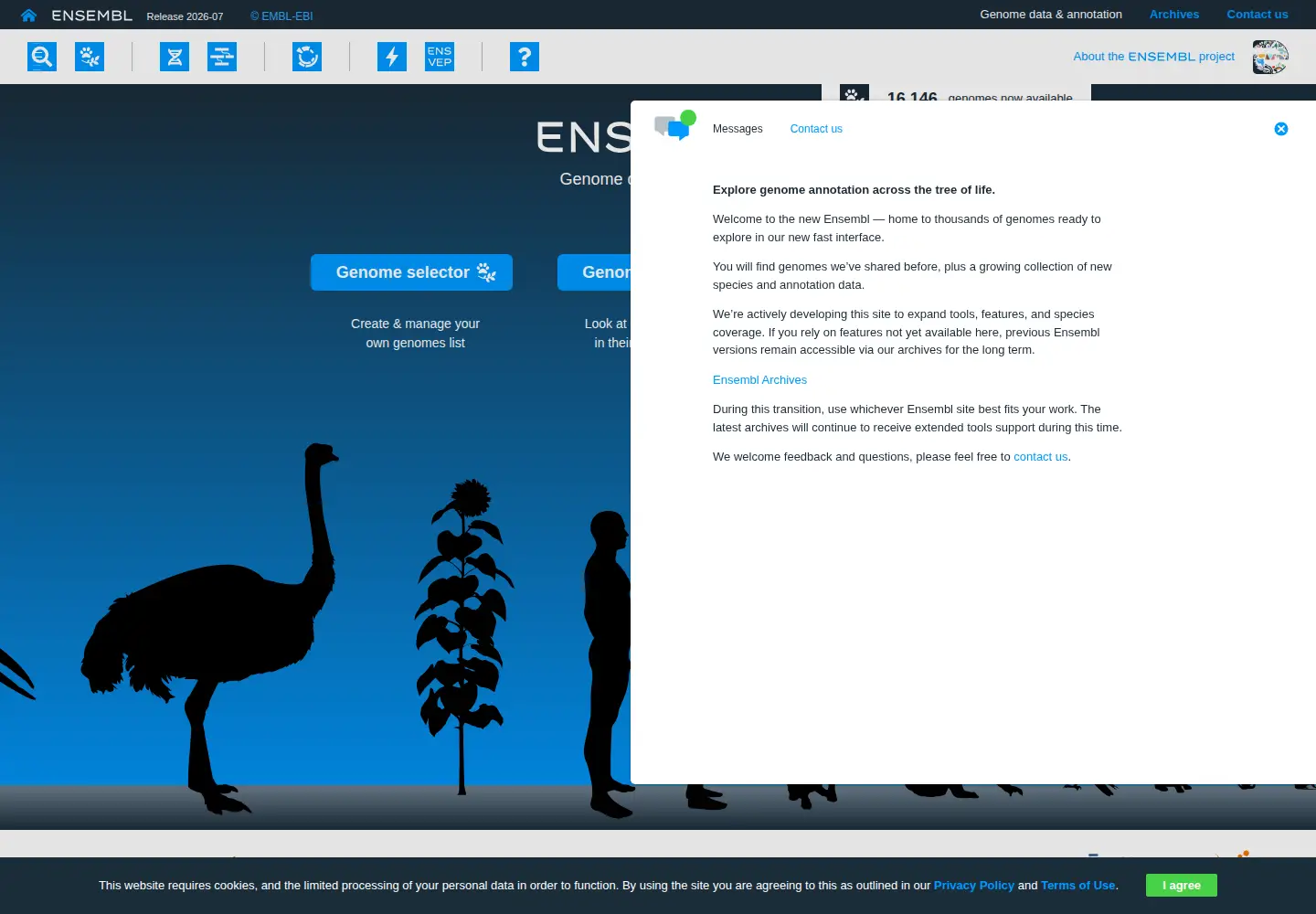 Screenshot of ensembl.org
