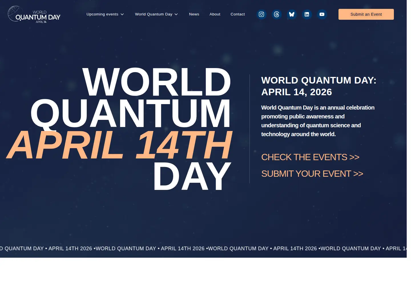 Captured homepage of worldquantumday.org in the current scan
