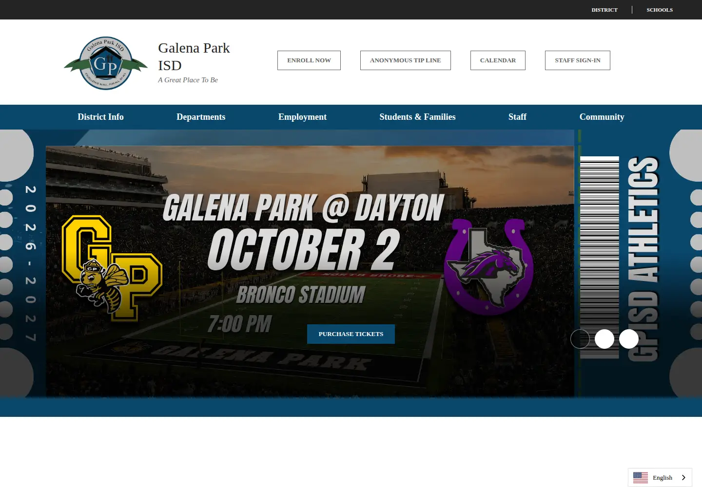 Captured homepage of galenaparkisd.com in the current scan