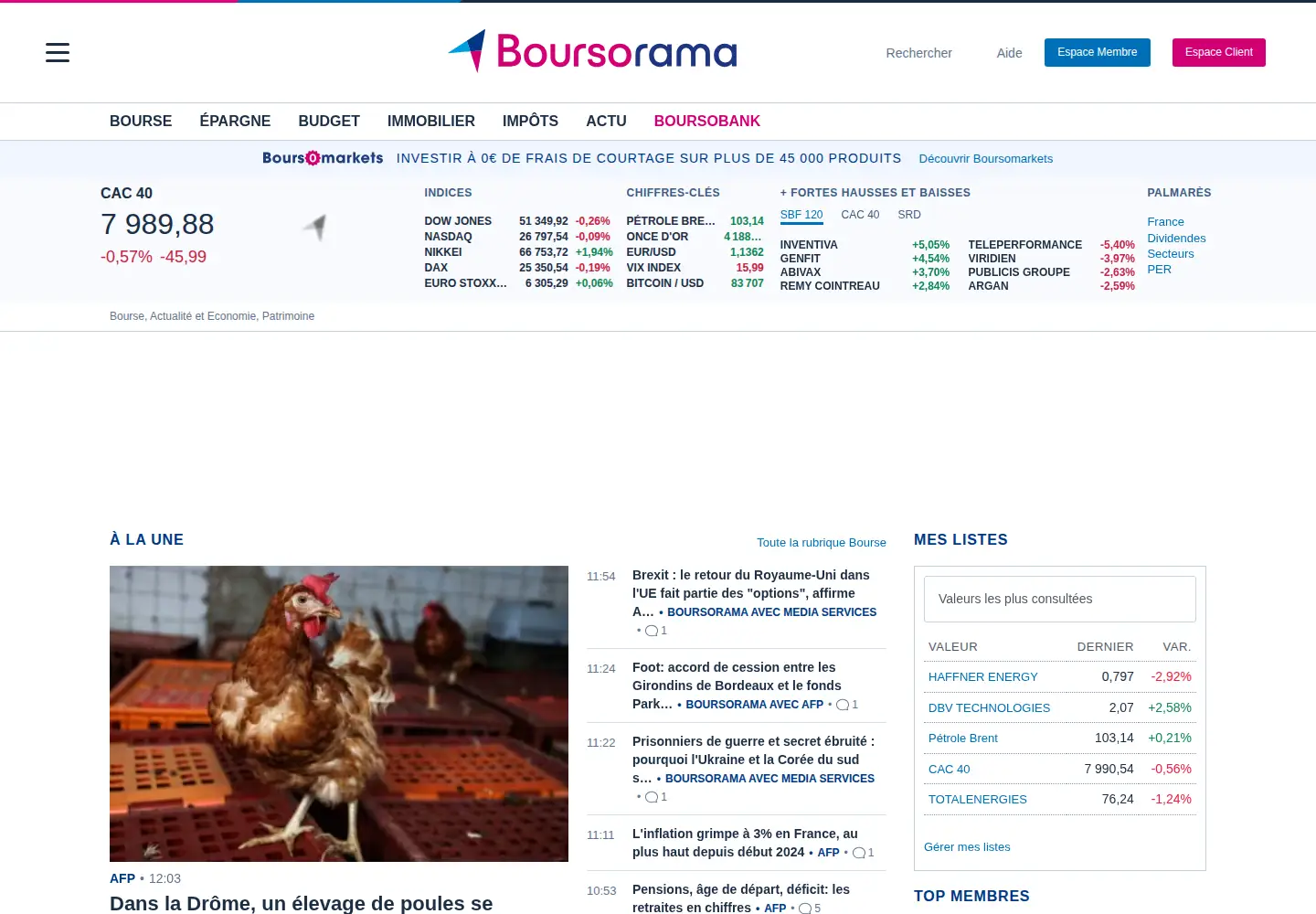 Screenshot of boursorama.com