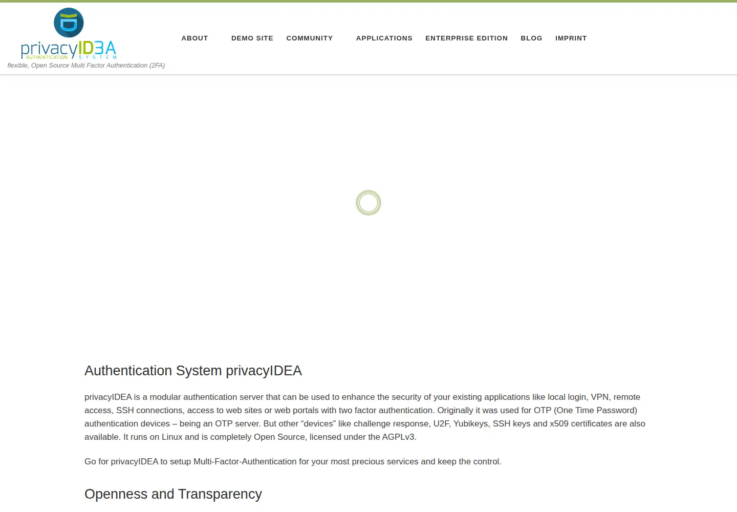 Captured homepage of privacyidea.org in the current scan