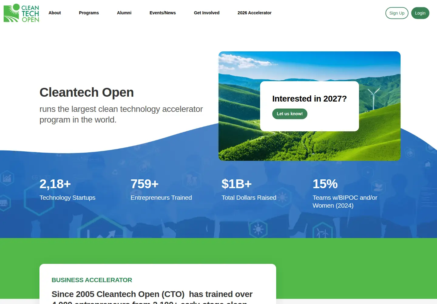 Captured homepage of cleantechopen.org in the current scan