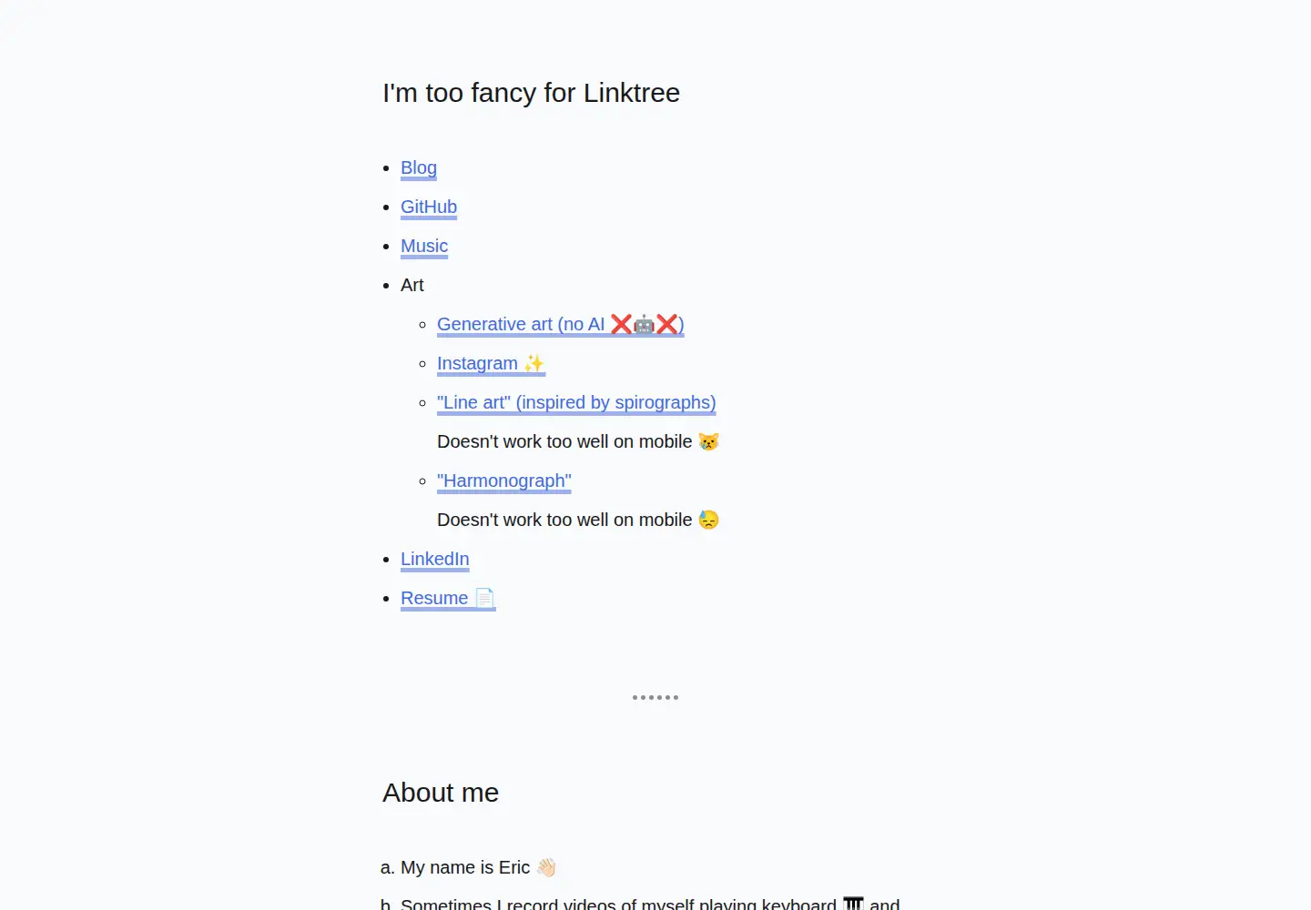 Screenshot of ericyd.com
