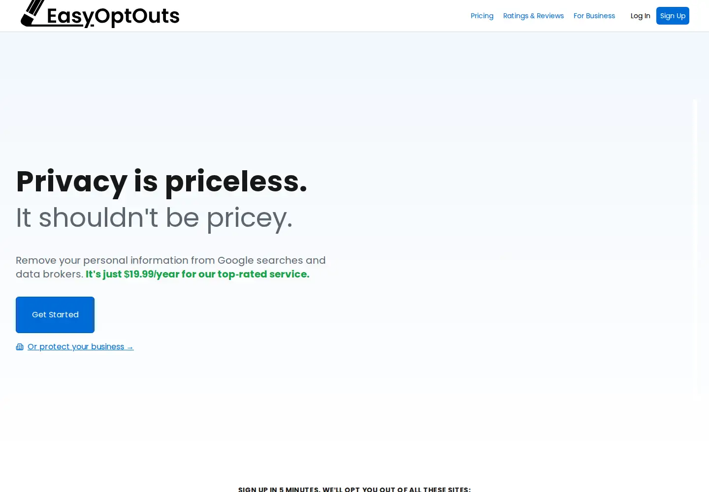 Screenshot of easyoptouts.com