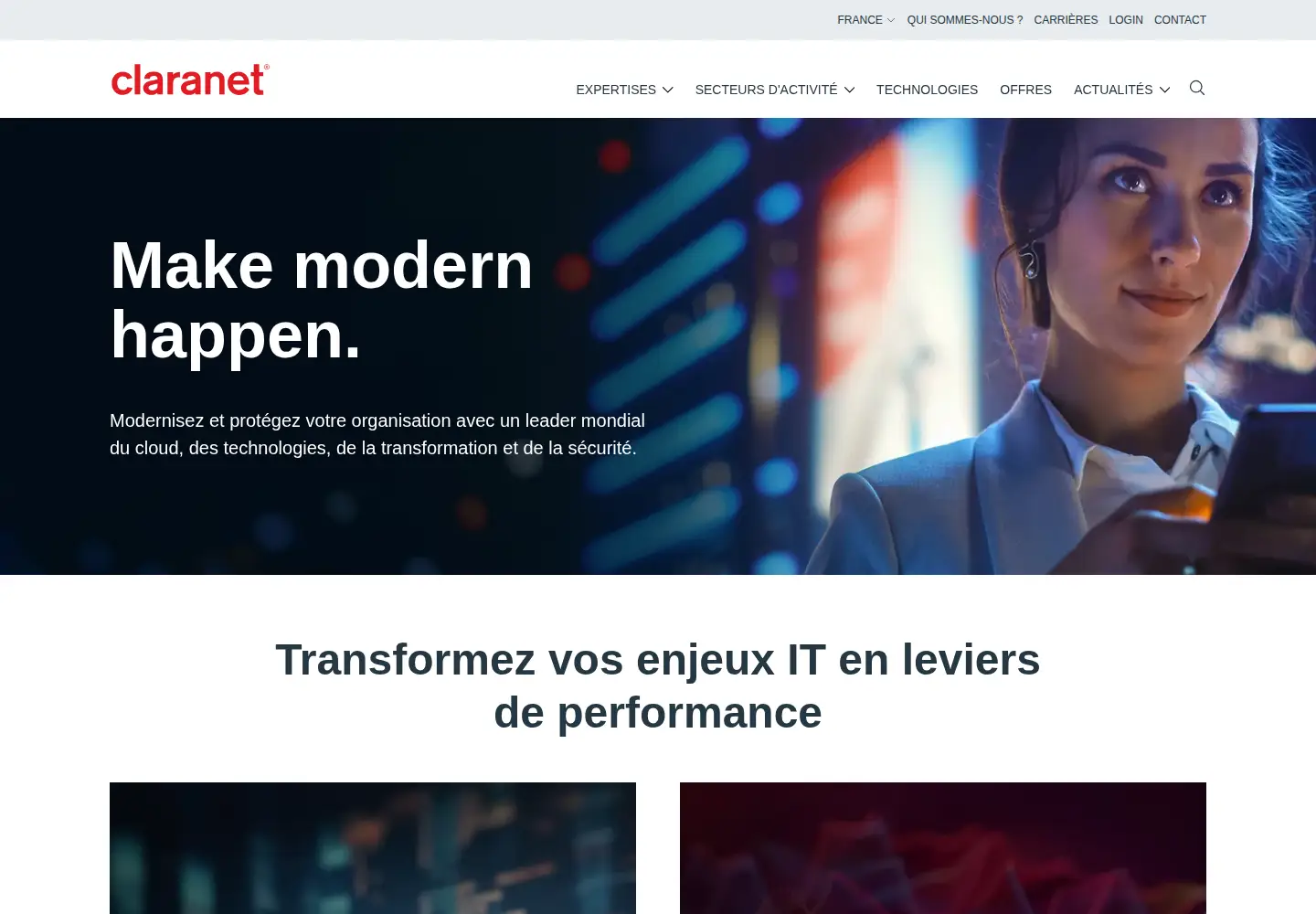 Captured homepage of claranet.fr in the current scan
