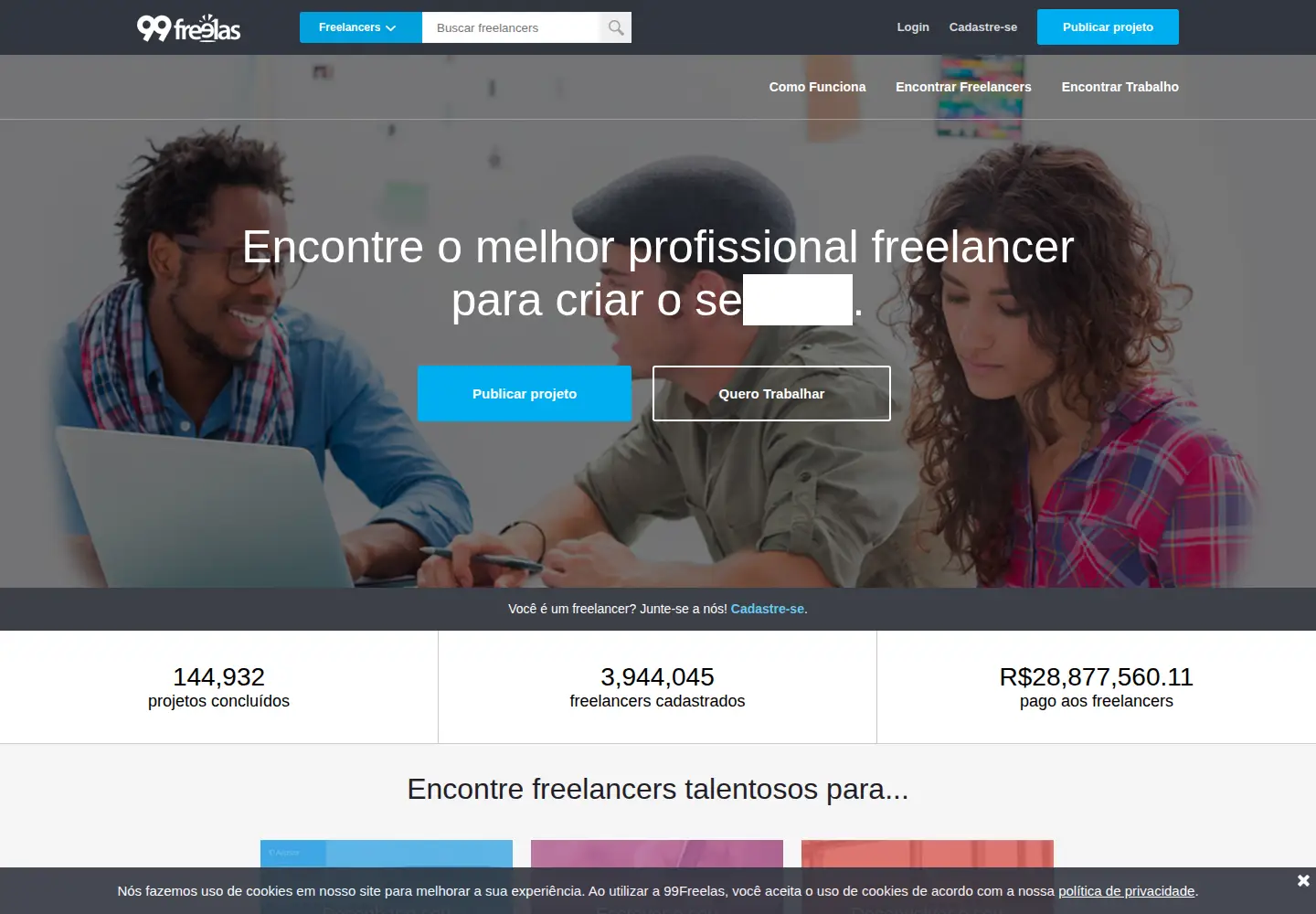 Screenshot of 99freelas.com.br