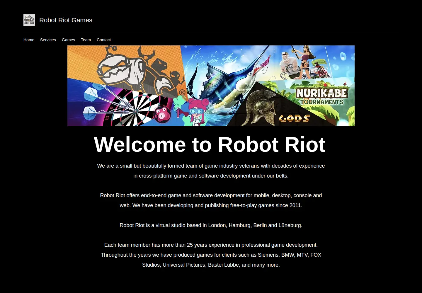 Captured homepage of robotriotgames.com in the current scan