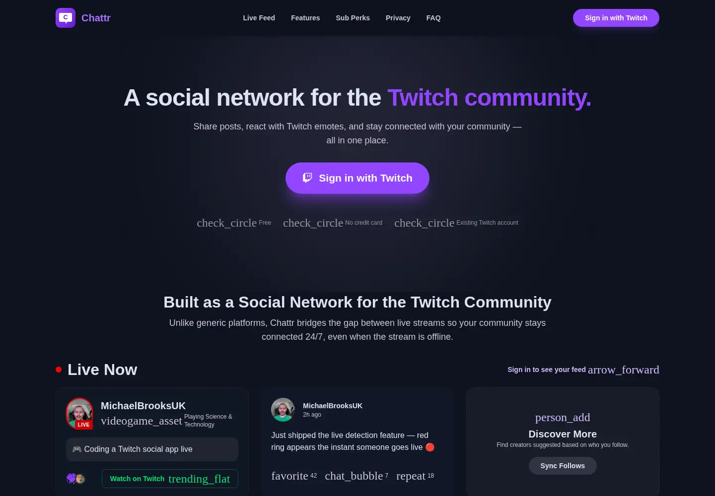 Captured homepage of chattr.online in the current scan