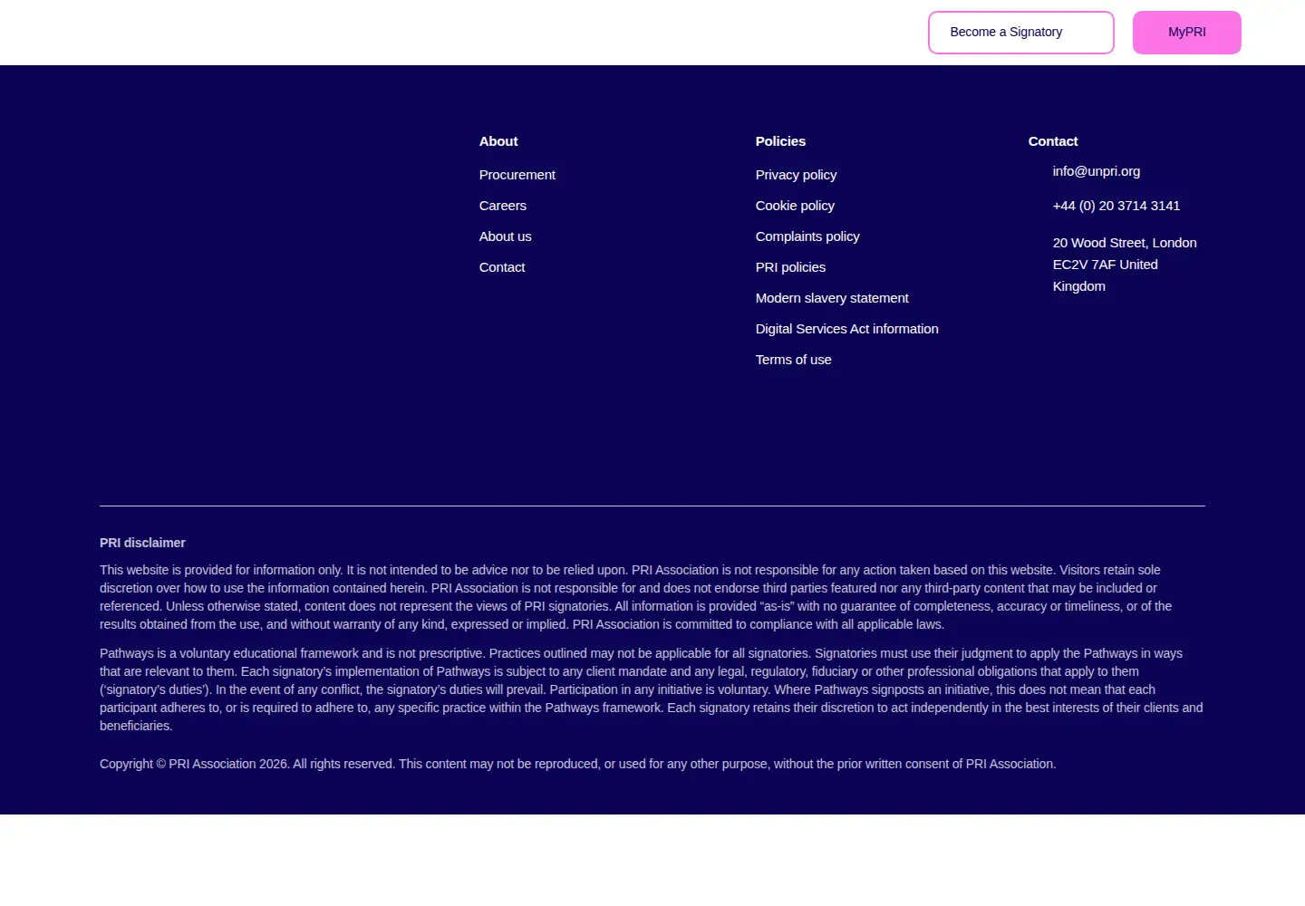Screenshot of unpri.org