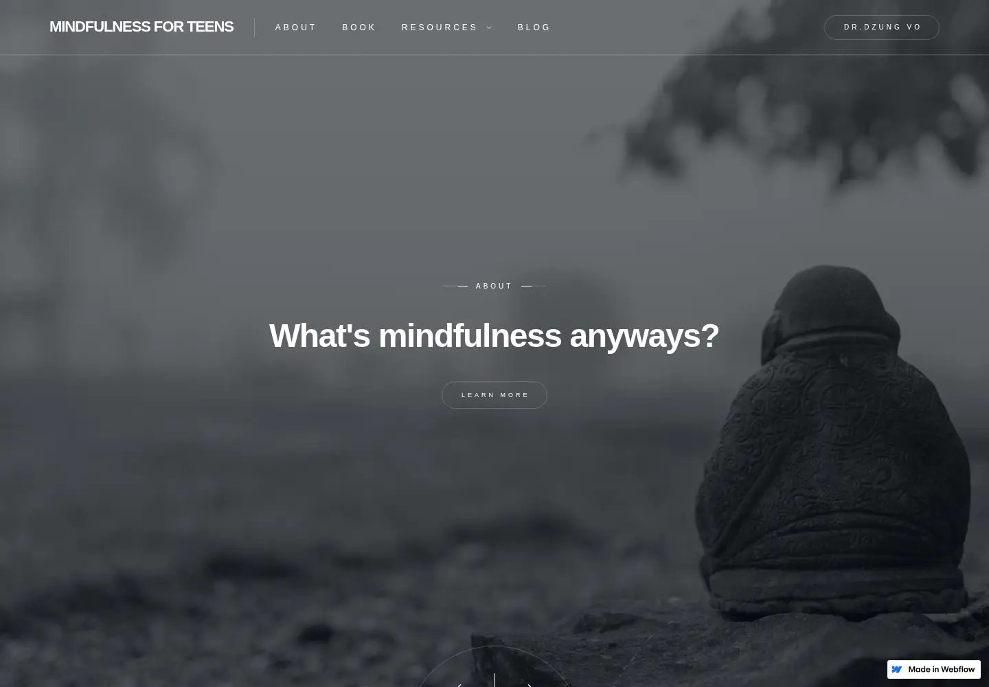 Screenshot of mindfulnessforteens.com