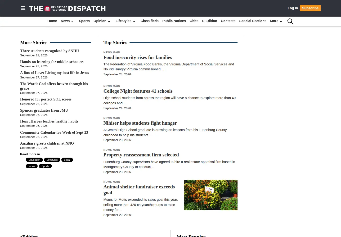 Captured homepage of kenbridgevictoriadispatch.com in the current scan