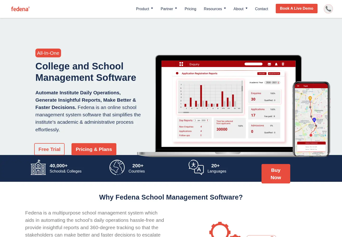 Screenshot of fedena.com
