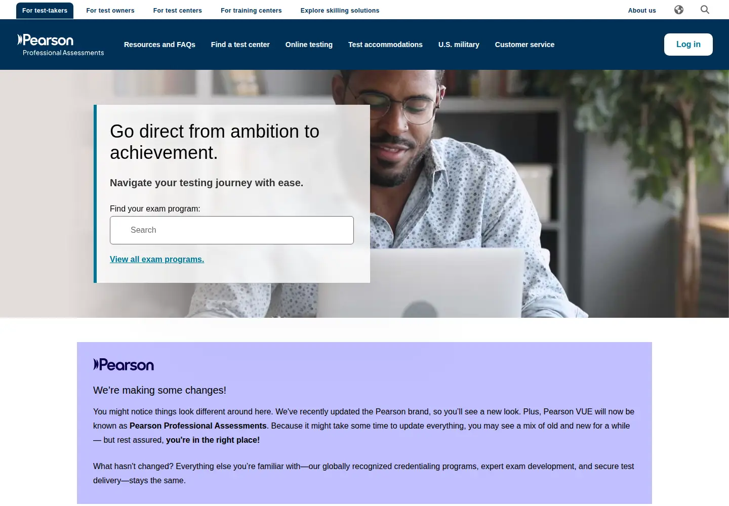 Screenshot of pearsonvue.com