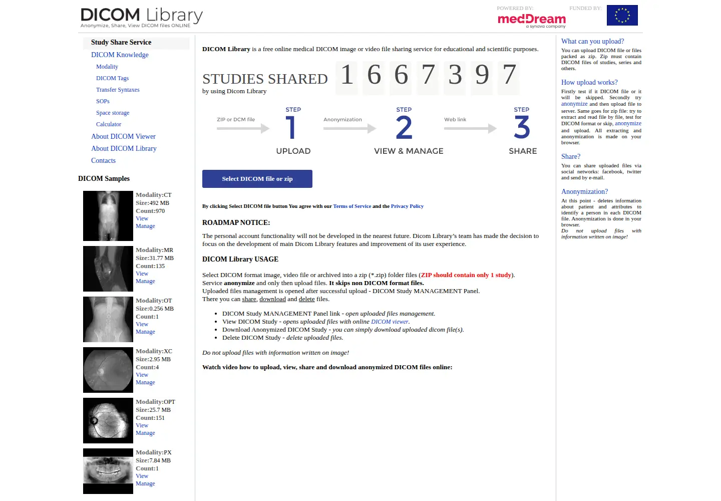 Screenshot of dicomlibrary.com