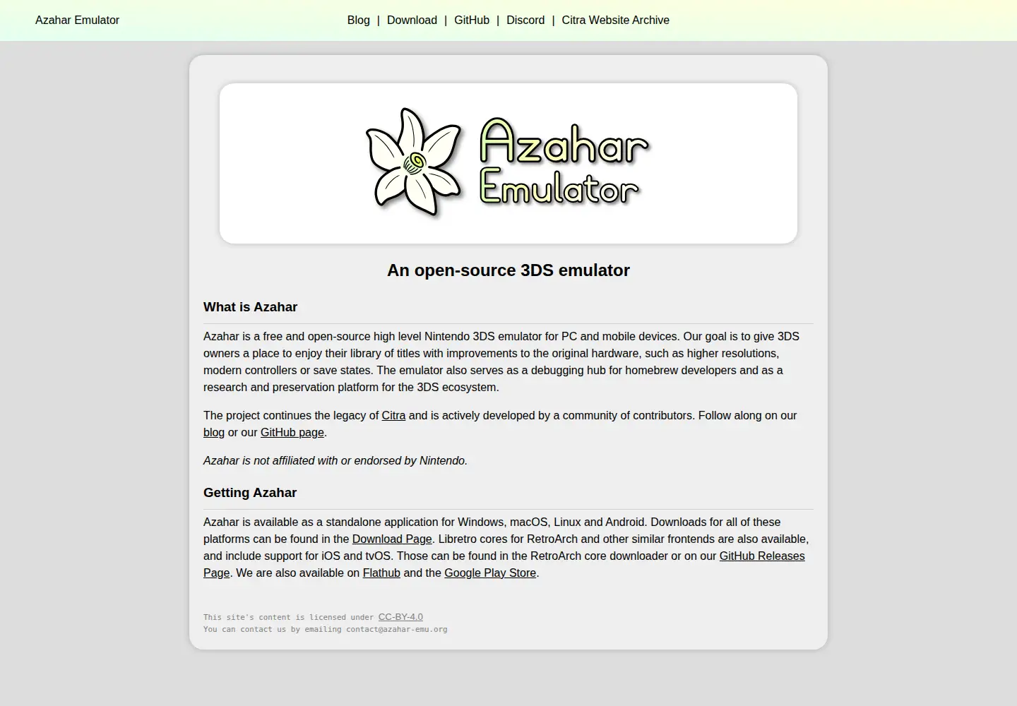 Screenshot of azahar-emu.org
