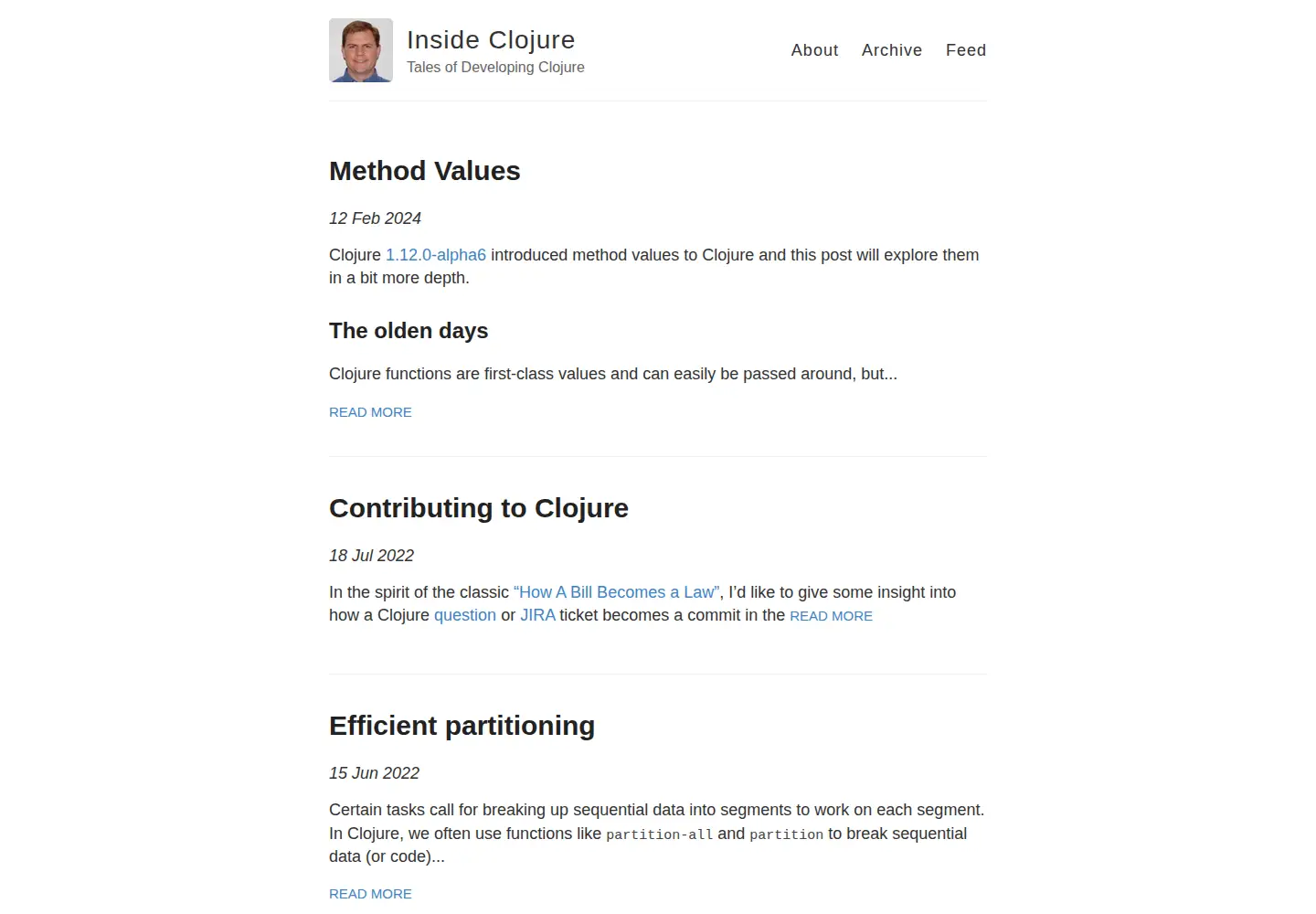 Screenshot of insideclojure.org