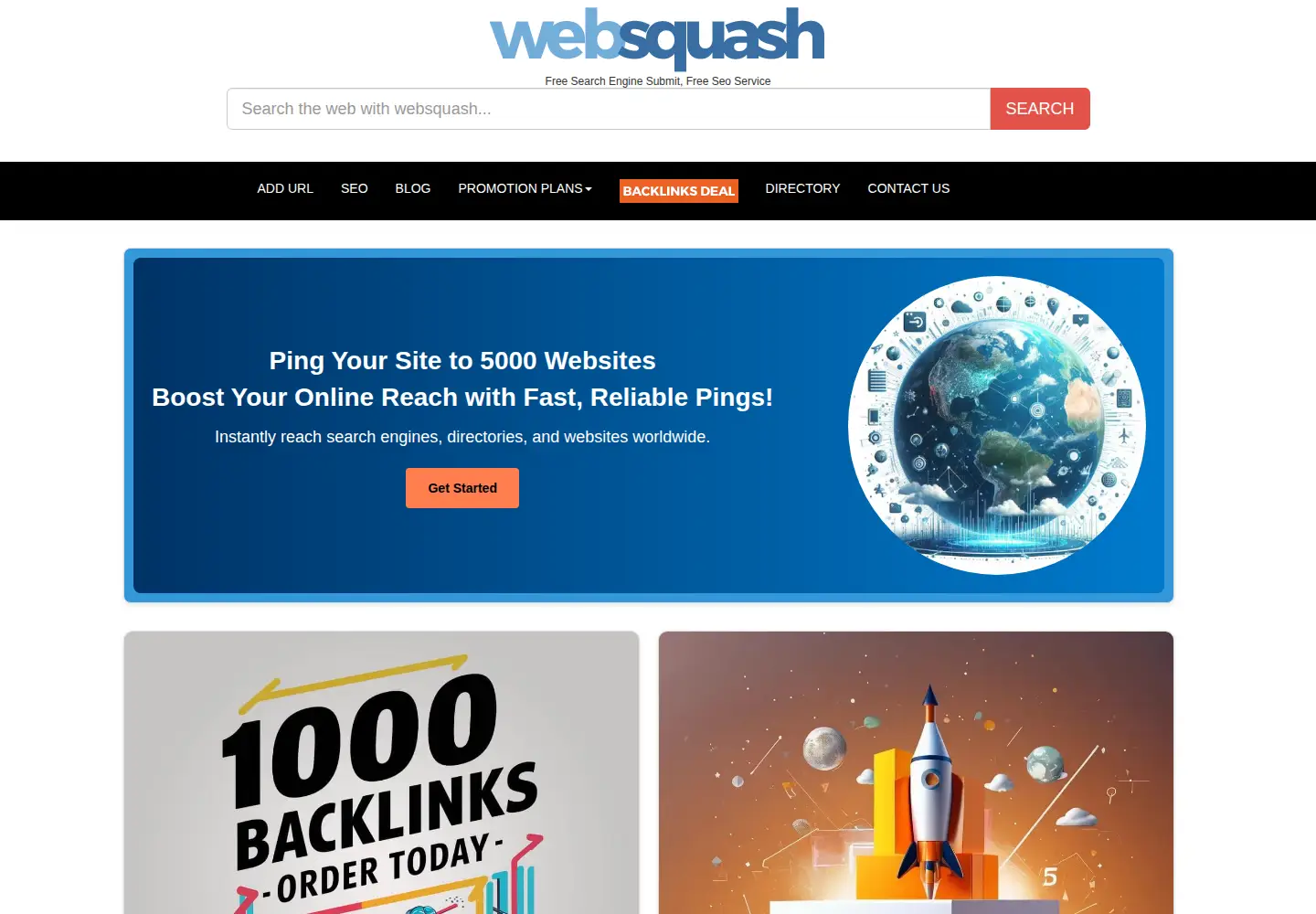 Captured homepage of websquash.com in the current scan