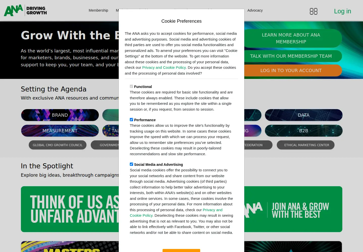 Screenshot of ana.net