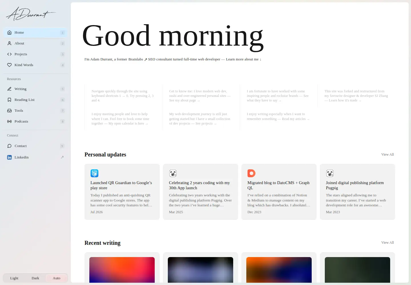 Screenshot of adamdurrant.co.uk