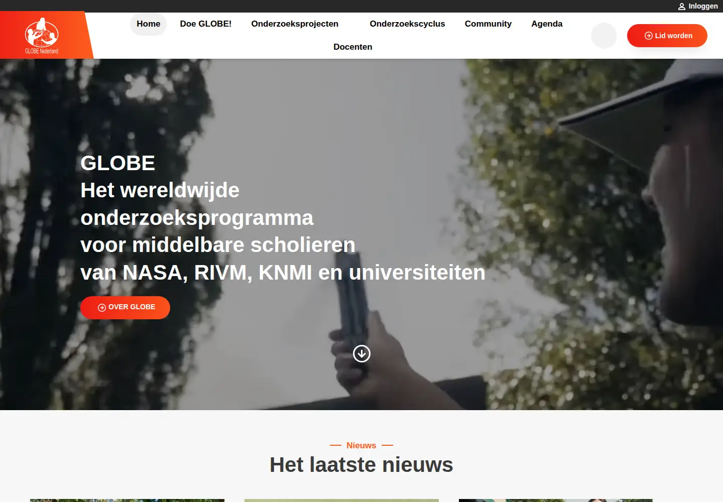 Captured homepage of globenederland.nl in the current scan