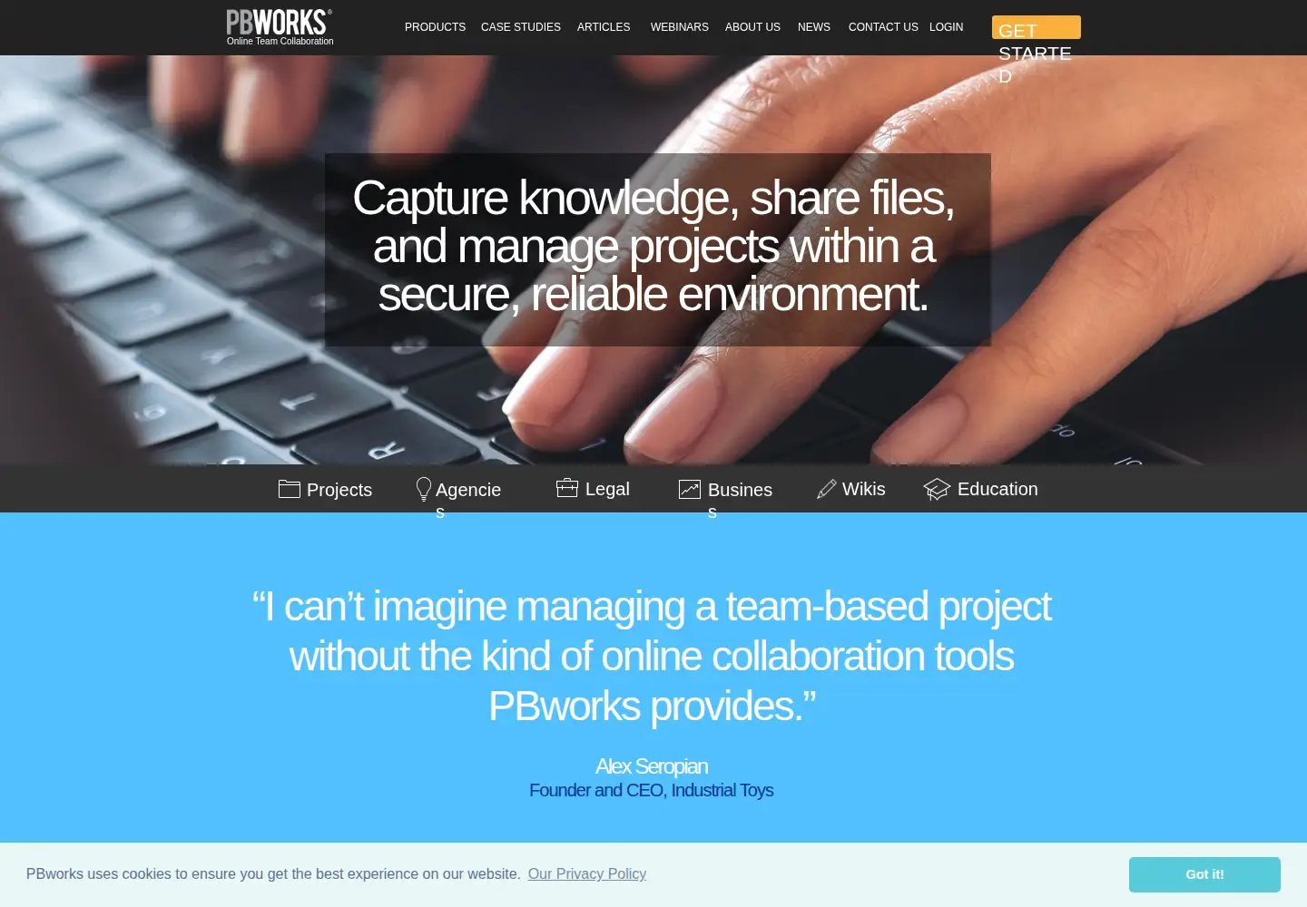 Screenshot of pbwiki.com
