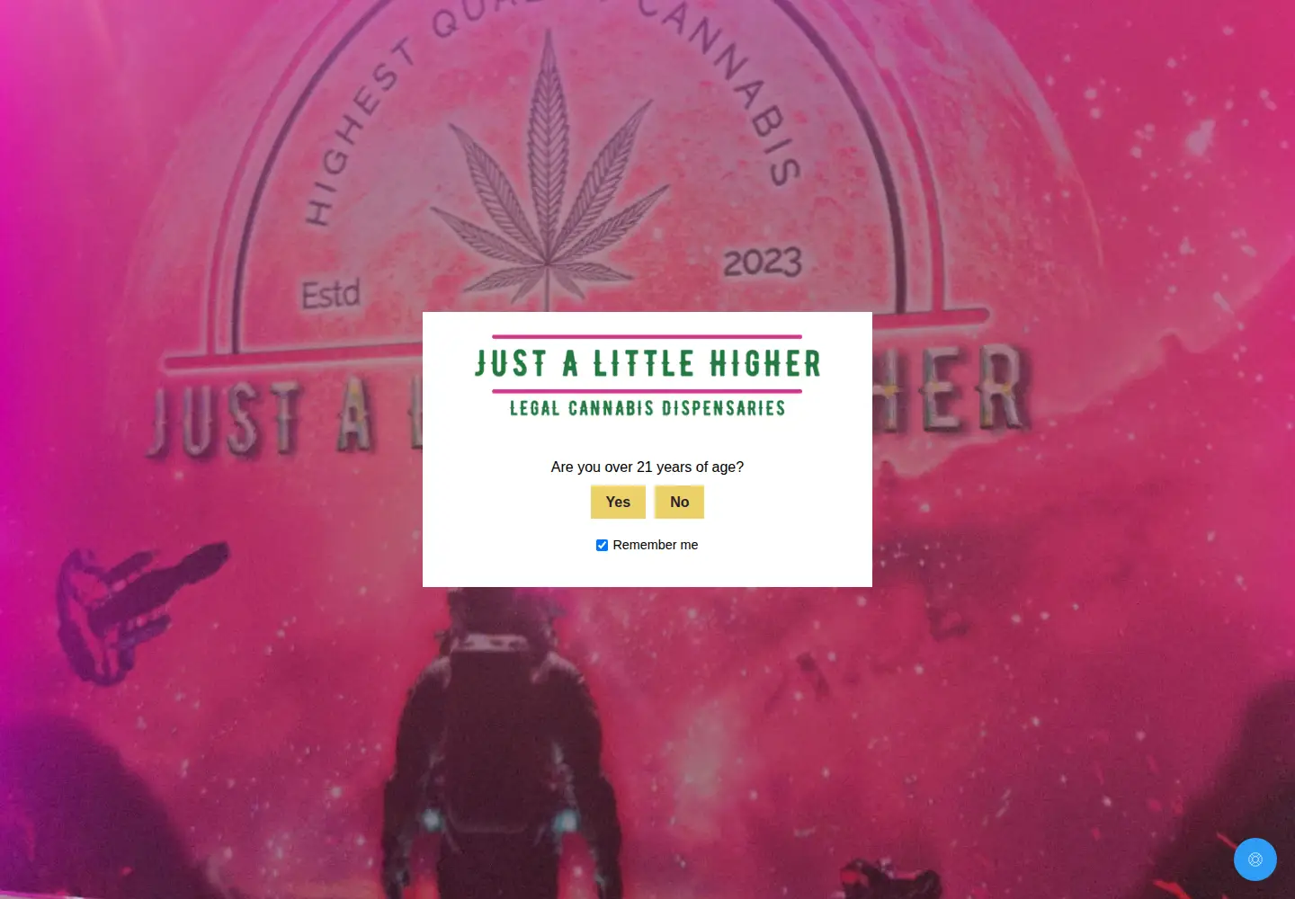 Captured homepage of justalittlehigher.com in the current scan