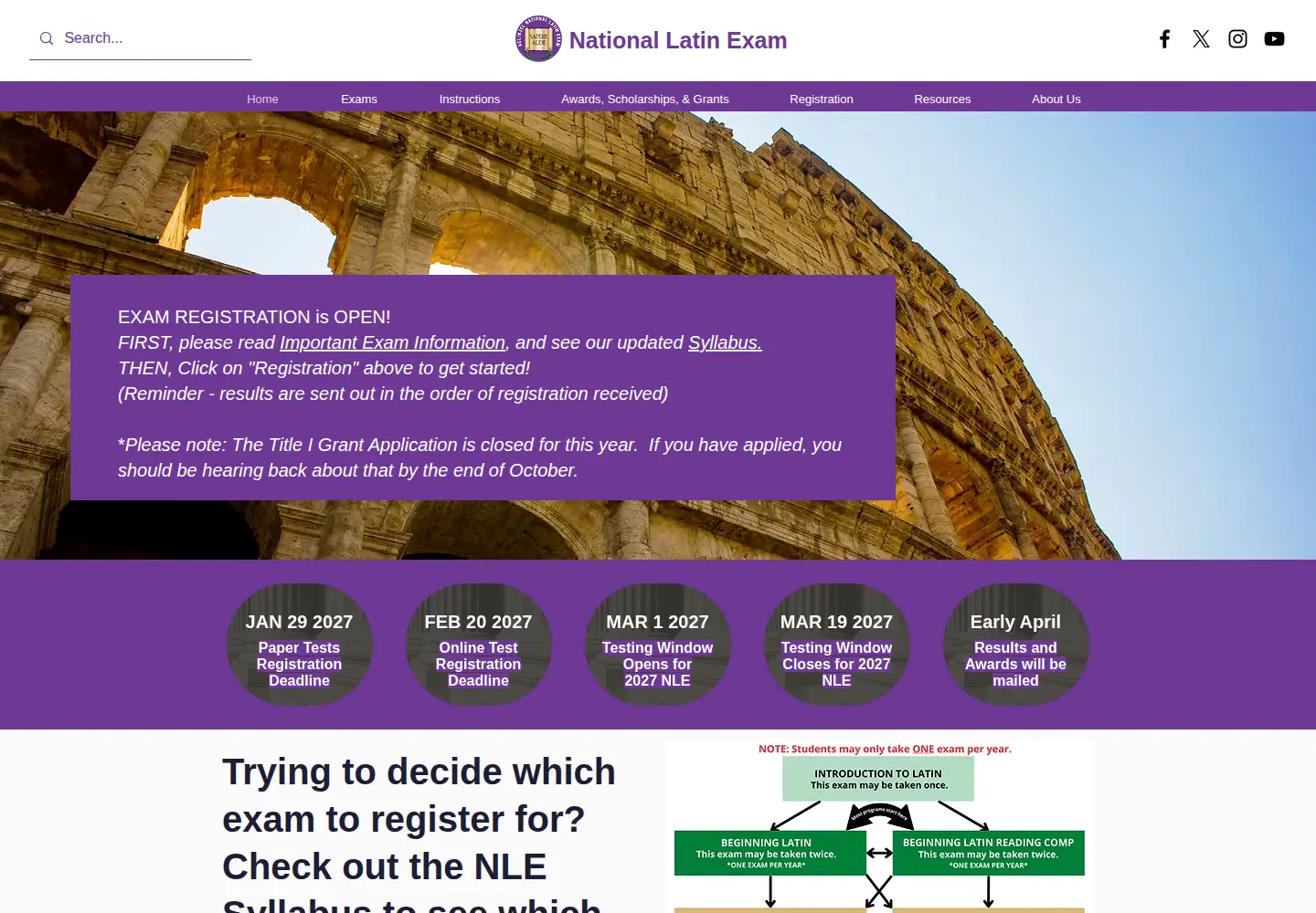 Captured homepage of nle.org in the current scan