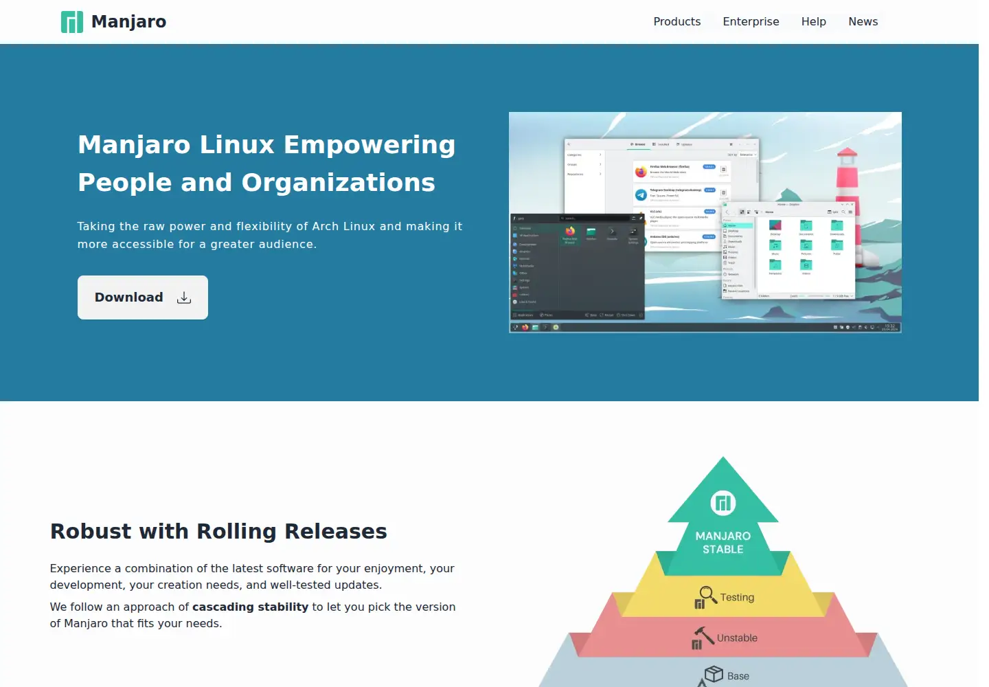 Screenshot of manjaro.org