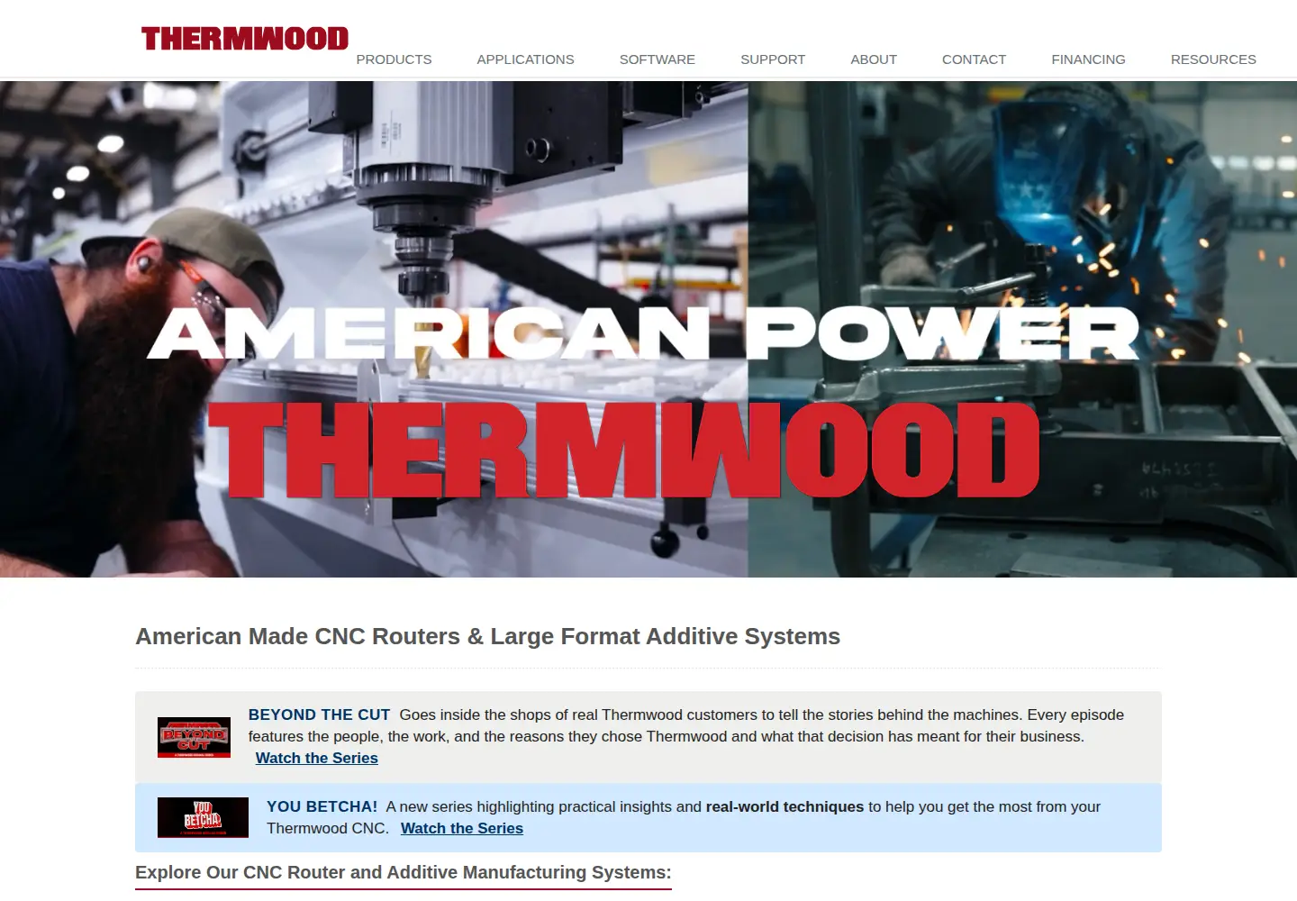 Screenshot of thermwood.com