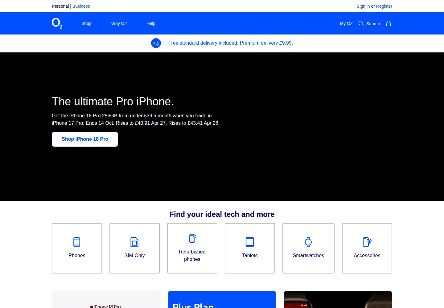 Screenshot of o2.co.uk