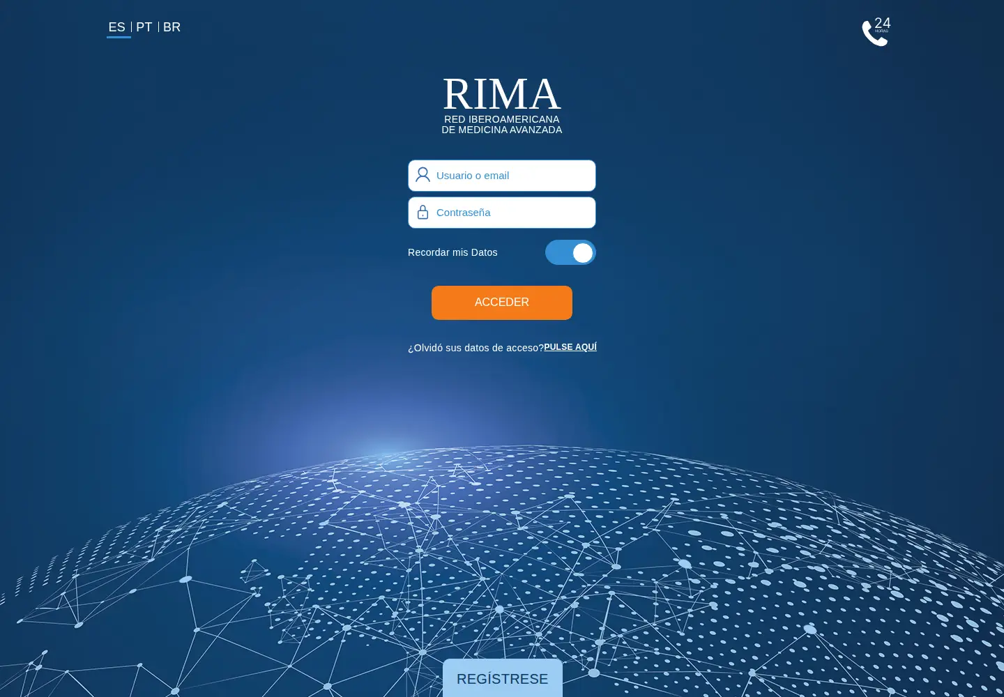 Captured homepage of rima.org in the current scan
