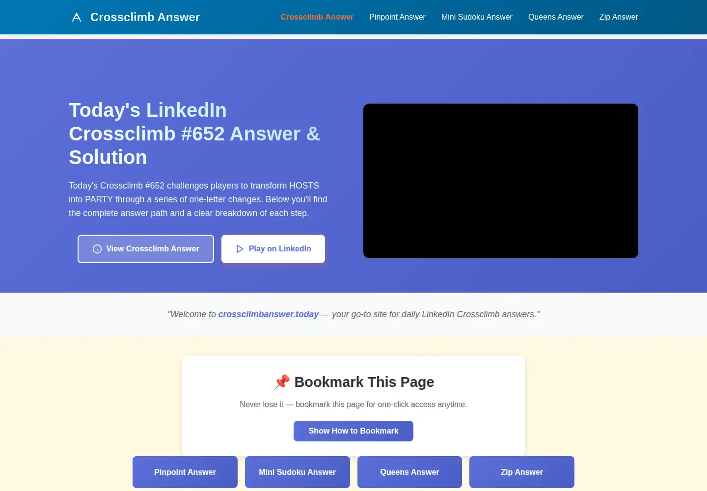 Screenshot of crossclimbanswer.today
