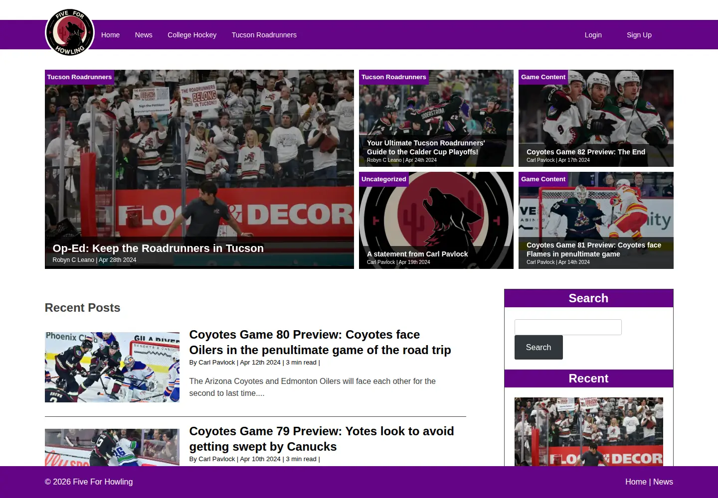Screenshot of fiveforhowling.com