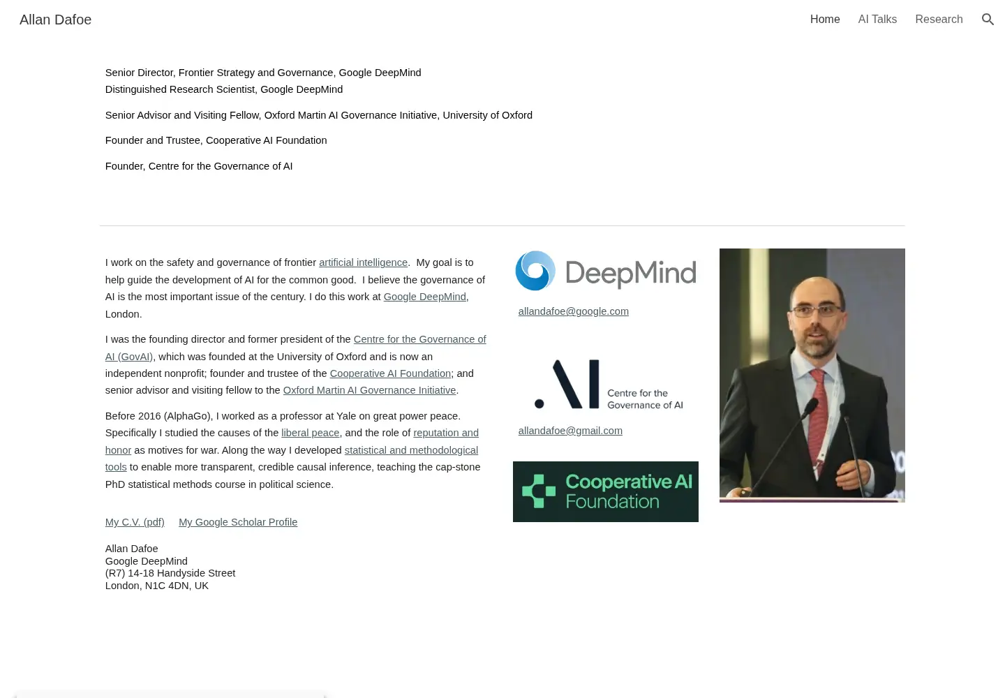 Captured homepage of allandafoe.com in the current scan