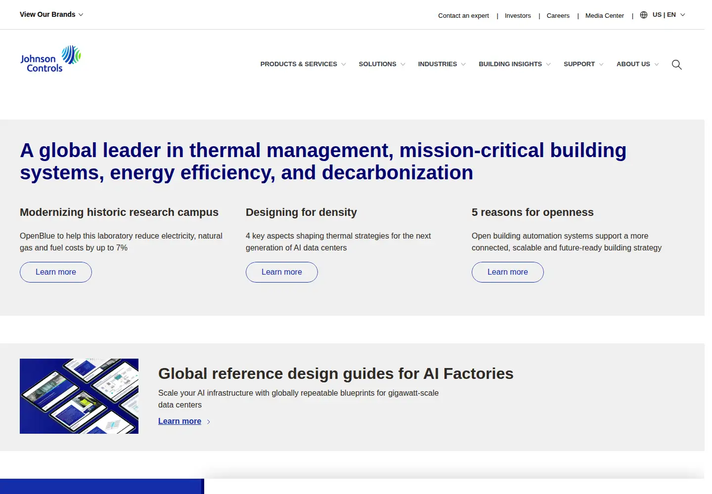 Screenshot of johnsoncontrols.com